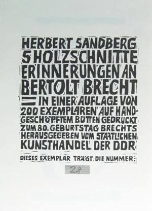 5 Holzschnitte. Erinnerungen an Bertolt Brecht.