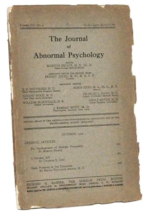 Imagen del vendedor de The Journal of Abnormal Psychology, Volume 14, No. 4 (October 1919) a la venta por Cat's Cradle Books