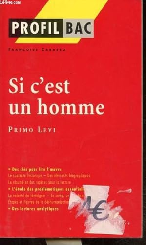 Immagine del venditore per PROFIL BAC - SO C'EST UN HOMME - PRIMO LEVI venduto da Le-Livre