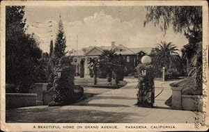 Bild des Verkufers fr Ansichtskarte / Postkarte Pasadena Kalifornien USA, A Beautiful Home on Grand Avenue, Anwesen zum Verkauf von akpool GmbH