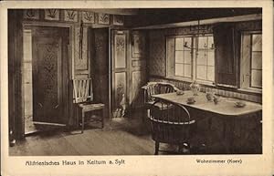 Bild des Verkufers fr Ansichtskarte / Postkarte Keitum auf Sylt, Innenansicht in einem altfriesischen Haus, Wohnzimmer, Koev zum Verkauf von akpool GmbH