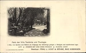 Bild des Verkufers fr Ansichtskarte / Postkarte Bad Kissingen Unterfranken Bayern, Park der Villa Teutonia und Thuringia, Bes. Vogt und Shne zum Verkauf von akpool GmbH