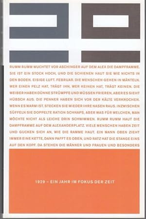 Imagen del vendedor de 1929 - ein Jahr im Fokus der Zeit. Ausstellungsbuch. Literaturhaus Berlin, 25. November 2001 - 20. Januar 2002. Schiller-Nationalmuseum, Deutsches Literaturarchiv Marbach am Neckar, 27. Januar - 24. Mrz 2002 (= Texte aus dem Literaturhaus Berlin, Band 14) a la venta por Graphem. Kunst- und Buchantiquariat