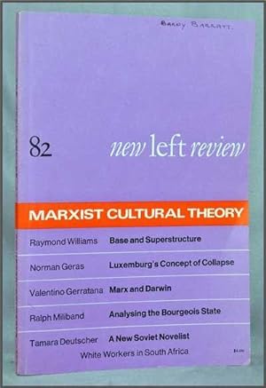 Imagen del vendedor de New Left Review, 82 (November-December 1973) : Marxist Cultural Theory a la venta por Cat's Cradle Books