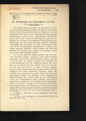 Imagen del vendedor de Zur Stratigraphie des Palozoikums von Graz. Mitteilungen der Geologischen Gesellschaft, Wien. IV. 1911. a la venta por Antiquariat Bookfarm