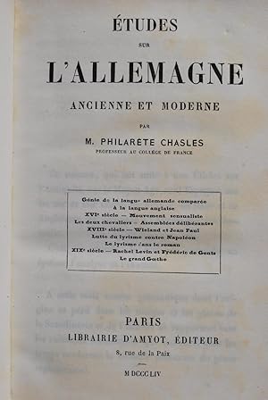 Bild des Verkufers fr Etudes sur l'Allemagne ancienne et moderne. zum Verkauf von ShepherdsBook