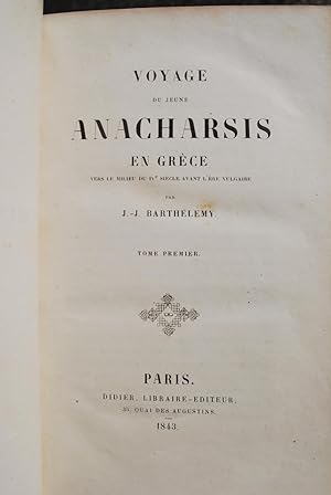 Voyage du jeune Anacharsis en Grèce, vers le milieu du IVe siècle avant l'ère vulgaire. Deux tomes.