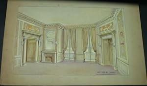 Dessin original. Projet de décor de scène de Théâtre, d'Opéra ou d'Opérette, décoration d'intérie...