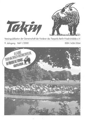 Bild des Verkufers fr Takin (Vereinspublikation), 9. Jahrgang, Heft 1/2000 zum Verkauf von Schueling Buchkurier