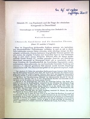 Seller image for Heinrich IV. von Frankreich und die Frage der rmischen Kngiswahl in Deutschland; (SIGNIERTES EXEMPLAR); Sonderdruck aus der Zeitschrift fr die Geschichte des Oberrheins, Band 114; for sale by books4less (Versandantiquariat Petra Gros GmbH & Co. KG)