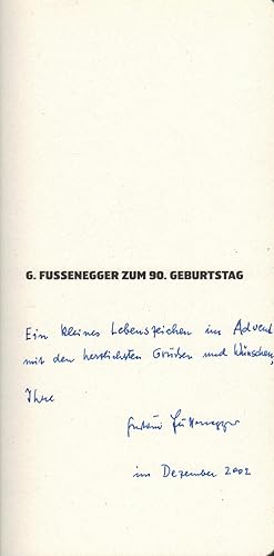 Seller image for G. Fussenegger zum 90. Geburtstag (Widmungsexemplar) for sale by Paderbuch e.Kfm. Inh. Ralf R. Eichmann