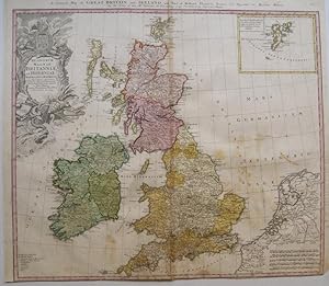 "Regnorum Magnae Britanniae et Hiberniae, Mappa Geographica", Altkolor. Kupferstich-Karte n. Tobi...