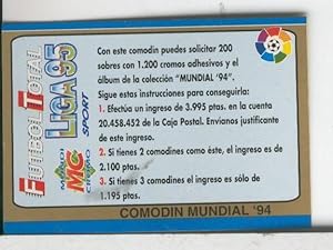 Cromos: Futbol Total Liga 95: Comodin Mundial 94