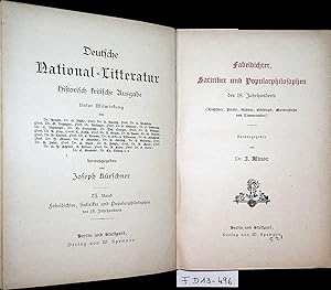 Fabeldichter, Satiriker und Popularphilosophen des 18. Jahrhunderts : (Lichtwer, Pfeffel, Kästner...