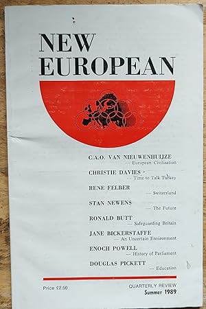 Imagen del vendedor de New European Quarterly Review Summer 1989 Vol.2 No.2 /Kenneth Leech Pearson "European Thoughts from Aquitaine" / C A O van Nieuwenhuijze "Fresh Interest in European Civilization" / Ronald Butt "Safeguarding the British Constitution" /Rene Felber "Switzerland and European Integration" / Christie Davies "Time to Talk Turkey" / Stan Newens "The EEC and the Future" a la venta por Shore Books