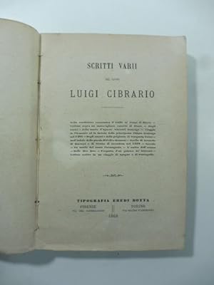 Bild des Verkufers fr Scritti varii zum Verkauf von Coenobium Libreria antiquaria