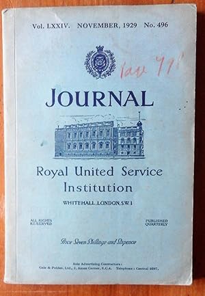 Seller image for Journal; Royal United Service Institution; Vol. LXXIV; November 1929; No. 496 for sale by Rattlesnake Books