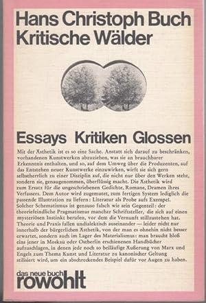 Bild des Verkufers fr Kritische Wlder. Essays, Kritiken, Glossen. zum Verkauf von Graphem. Kunst- und Buchantiquariat