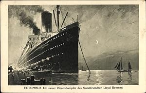 Künstler Ansichtskarte / Postkarte Riesendampfer Columbus, Norddeutscher Lloyd Bremen