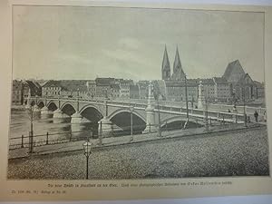 Orig. Holzstich - Brandenburg - Die neue Brücke in Frankfurt an der Oder.