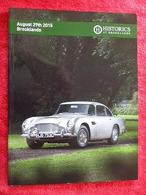 Bild des Verkufers fr Historics at Brooklands, A022. August 29th 2015. Car Auction Sale Catalogue of Automobilia, Motorcars and Motorcycles. zum Verkauf von Tony Hutchinson