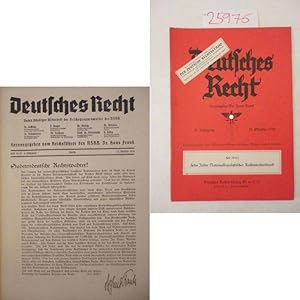 Seller image for Deutsches Recht, 8. Jahrgang, Heft 19/20 vom 15. Oktober 1938: Zehn Jahre Nationalsozialistischer Rechtswahrerbund vom 15. Oktober 1938. Zentralorgan des NS.-Rechtswahrerbundes, mit Beilage "Mitteilungsblatt des Nationalsozialistischen Rechtswahrerbundes" * mit Originalbeitrag "Rechtsstaat?" von SS-Oberfhrer Ministerialdirigent Dr. Werner Best for sale by Galerie fr gegenstndliche Kunst