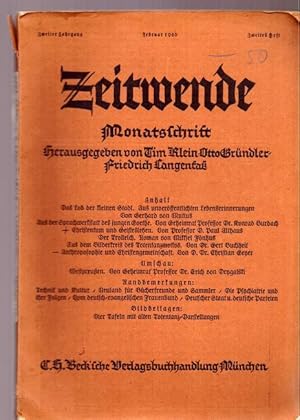 Imagen del vendedor de Zeitwende 2. Jg. Februar 1926, 2. Heft (Monatsschrift) a la venta por ANTIQUARIAT H. EPPLER