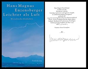 Leichter als Luft. Moralische Gedichte. [Nummerierte und signierte Ausgabe].