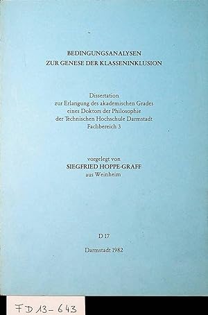 Seller image for Bedingungsanalysen zur Genese der Klasseninklusion Darmstadt, Techn. Hochschule, Diss., 1982 for sale by ANTIQUARIAT.WIEN Fine Books & Prints