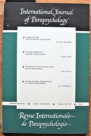 Seller image for Sandor Ferenczi's Psychic Adventures. Essay in International Journal of Parapsychology Summer 1961. Revue Internationale de Parapsychologie for sale by Ken Jackson
