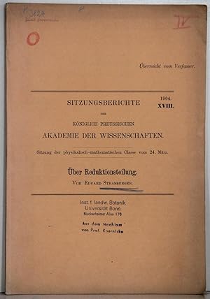 Über Reduktionsteilung. (Separat-Abdruck aus den Sitzungsberichten der kgl. preuss. Akademie der ...