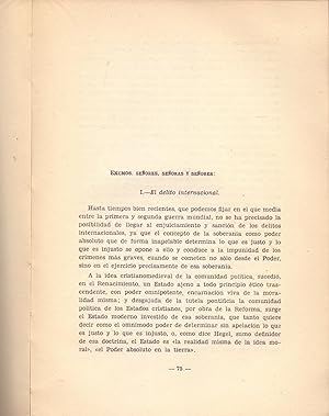 Imagen del vendedor de EL DELITO INTERNACIONAL DE GENOCIDIO (52 PAGINAS ORIGINALES DEL AO 1953, ESTUDIO COMPLETO TEXTO INTEGRO) a la venta por Libreria 7 Soles