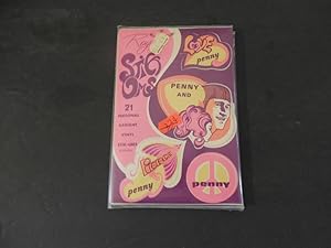 Psychedelic Stick Ums 1960's In Orig Wrapper 21 Vinyl Penny Stickers