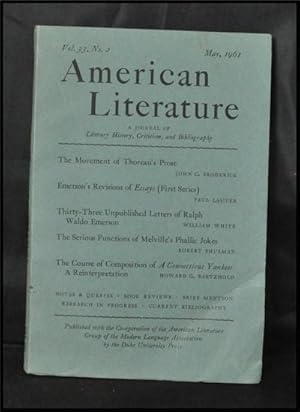 Seller image for American Literature: a Journal of Literary History, Criticism , and Bibliography (May 1961) , Volume 33, No. 2 for sale by Cat's Cradle Books