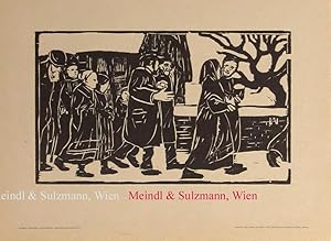 Bild des Verkufers fr Kirchgang. Original-Holzschnitt aus: Die Graphischen Knste. zum Verkauf von Antiquariat MEINDL & SULZMANN OG