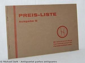 Preis-Liste Ausgabe G. - Briefumschläge Versandtaschen Fensterhüllen usw. Hermann Scheibe, Leipzi...