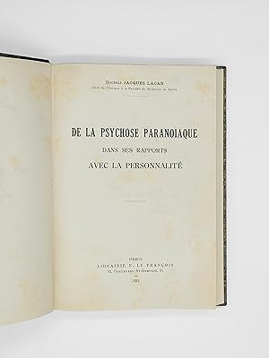 Seller image for De la psychose paranoaque dans ses rapports avec la personnalit for sale by CLAVREUIL