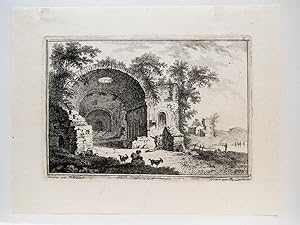 Seller image for Kupferstich von Ferdinand Landerer nach Pillement. Ruinen-Gew�lbe wohl eines r�mischen Bades. for sale by Antiquariat Thomas Rezek
