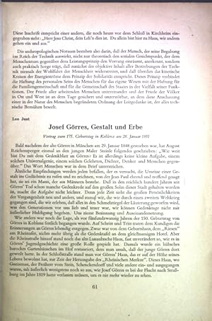 Seller image for Josef Grres, Gestalt und Erbe; Sonderdruck aus: Jahresbericht der Grres-Gesellschaft; for sale by books4less (Versandantiquariat Petra Gros GmbH & Co. KG)