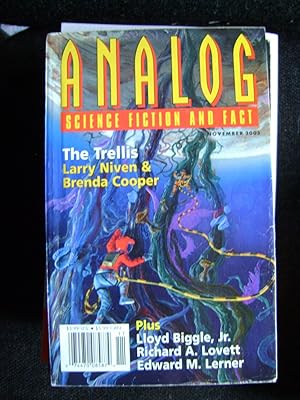 Imagen del vendedor de Analog Science Fiction Vol CXXII No 11 (November 2003) - Moonstruck (part three of four), The Trellis, Who Names the Light?, The Problem of the Gourmet Planet. Just Business, Born Under the Sign of Bonanza, Shoo Fly, Rescue a la venta por El Pinarillo Books