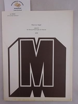 Bild des Verkufers fr MM 51: Ein Stck Filmmusik fr Klavier Universal Edition Nr. 16651 zum Verkauf von Chiemgauer Internet Antiquariat GbR