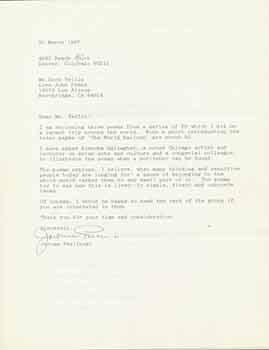 Signed letter to Herb Yellin from aspiring poet/writer Jerome Perlinski, with submission of 3 sam...