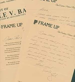 Seller image for 3 signed letters from Jack Bacon of picture framing store, ?Frame Up?, to Herb Yellin of the Lord John Press. One letter is also signed by Dana Bacon, and addressed ?Dear Pat and Herb?. One letter is typewritten. Two are handwritten by Jack Bacon. Also includes announcement for publication of ?The Art of Lyle V. Ball? with introduction by Senator Paul Laxalt. for sale by Wittenborn Art Books