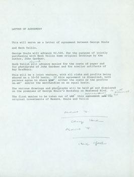 Draft of contract between George Houle and Herb Yellin in order to purchase original drawings by ...