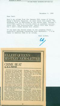 TLS Edward D. Hoch to Herb Yellin, December 9, 1980. RE: Ray Bradbury.