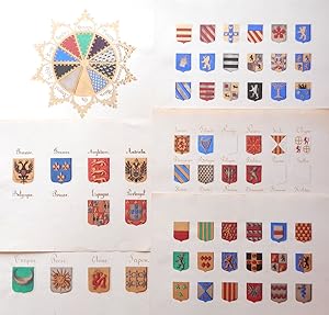 Wappenmalereien verschiedener Länder und Provinzen und kreisförmige Tingierung für die heraldisch...