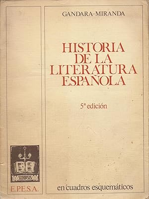 Historia de la Literatura Espanola En cuadros esquemáticos 5a edicion oversize JMc