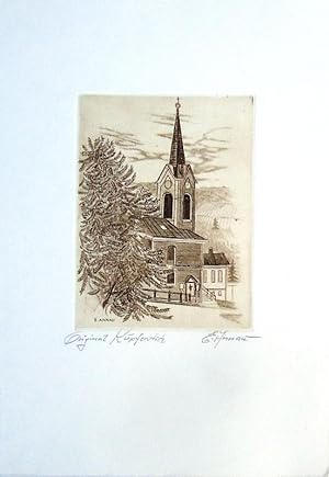 Neustifter Kirche. Original-Kupferstich von Ernst Annau.