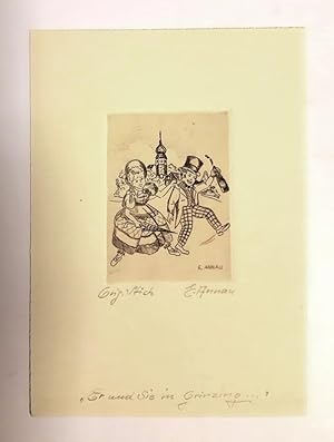 Imagen del vendedor de Er und Sie in Grinzing". Original-Kupferstich von Ernst Annau. a la venta por erlesenes  Antiquariat & Buchhandlung