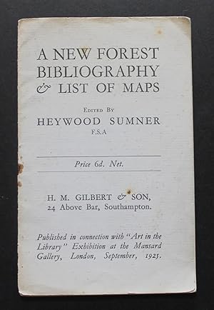 Seller image for A New Forest Bibliography & List of Maps. for sale by Bristow & Garland